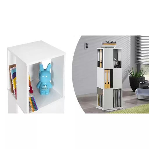 Obrotowa półka na książki, 34x34x108 cm, biały