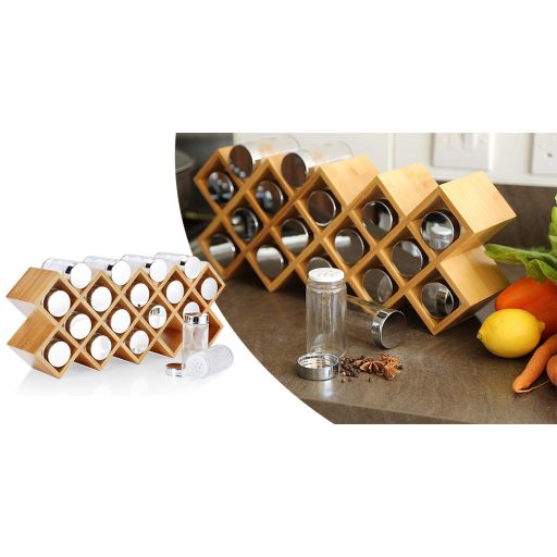 18-częściowy stojak na przyprawy z bambusa