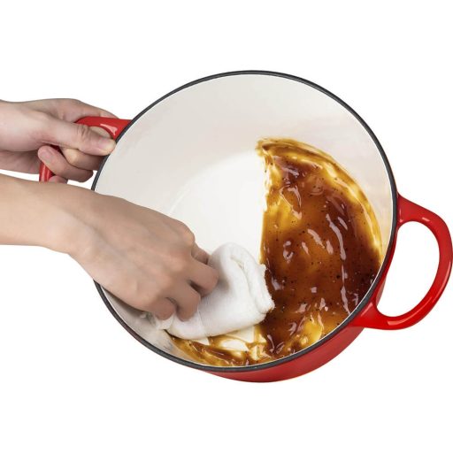 Żeliwny emaliowany garnek z pokrywką 4L, czerwony