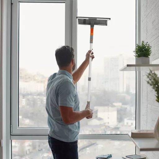 Zestaw do mycia okien 2 w 1, z przedłużanym uchwytem