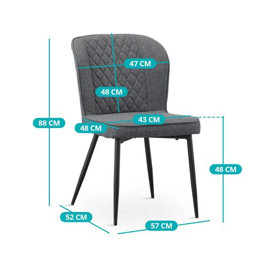 Krzesło jadalniane Leo, 2 szt., szare