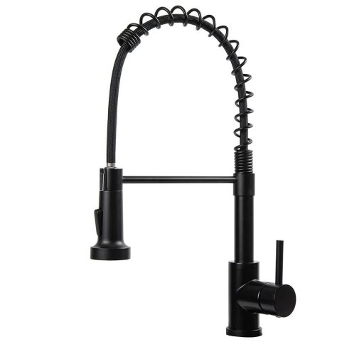 Bateria kuchenna z elastycznym wężem, zdejmowaną słuchawką prysznicową, czarny