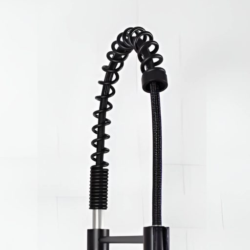 Bateria kuchenna z elastycznym wężem, zdejmowaną słuchawką prysznicową, czarny