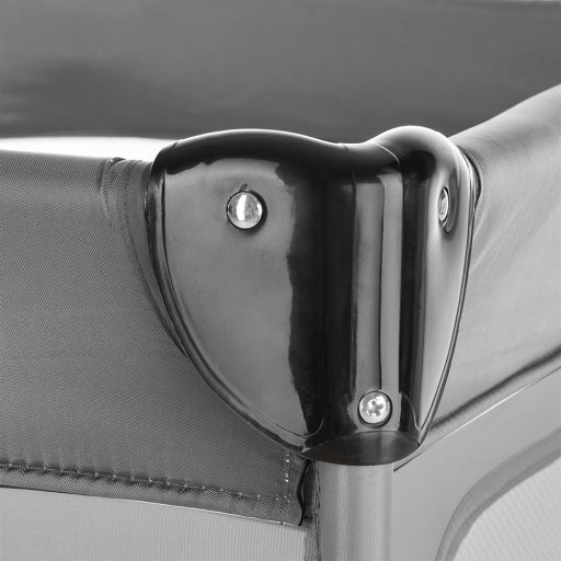 Łóżeczko turystyczne z przewijakiem i mostkiem do zabawy, szare