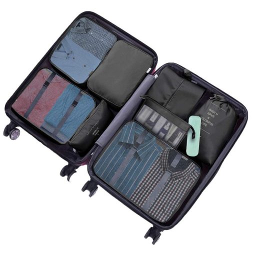 Komplet organizatorów do walizek, 8 sztuk, Czarny 