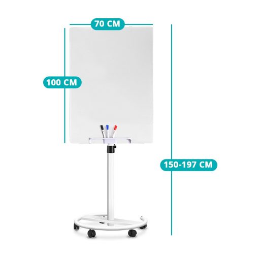 Magnetyczna szklana tablica flipchart na kółkach 70*100 cm