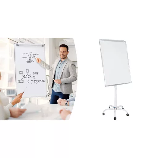 Szklany flipchart magnetyczny na kółkach 120*90 cm 
