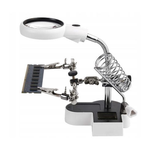 Paneltartó (harmadik kéz)  LED-es nagyítóval, 2 db csipesszel, pákatartóval