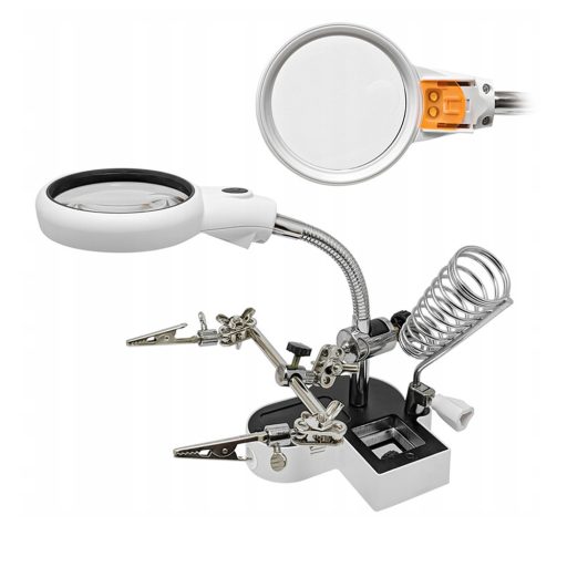 Paneltartó (harmadik kéz)  LED-es nagyítóval, 2 db csipesszel, pákatartóval