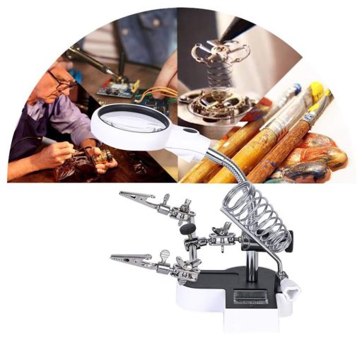 Paneltartó (harmadik kéz)  LED-es nagyítóval, 2 db csipesszel, pákatartóval