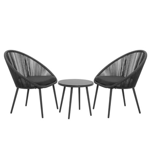 Fotel do użytku wewnętrznego/na zewnątrz, 2 sztuki, z małym stolikiem