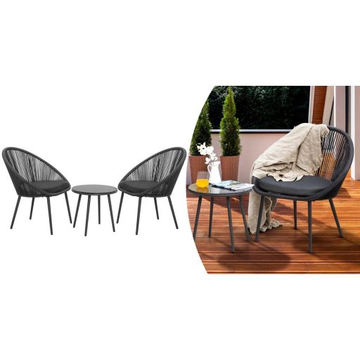 Fotel do użytku wewnętrznego/na zewnątrz, 2 sztuki, z małym stolikiem