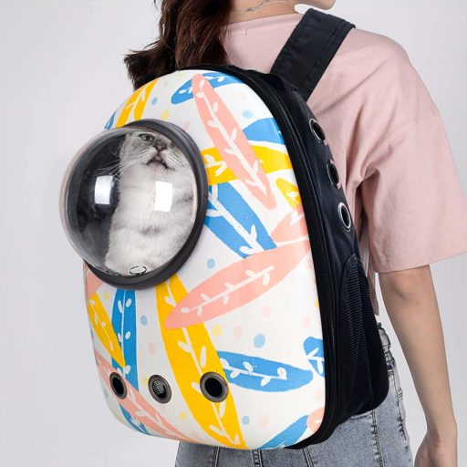 Plecak do noszenia zwierząt, biały w liście