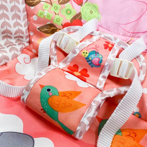 Wibrujący i grający leżaczek do 18 kg, różowy