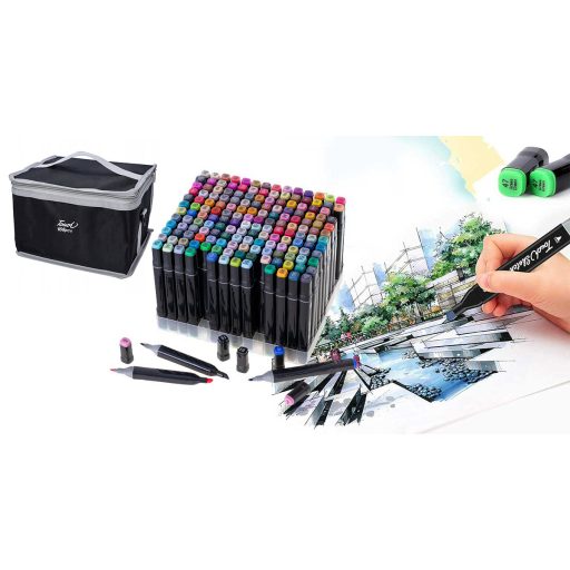 Zestaw dwustronnych markerów alkoholowych w torbie podręcznej