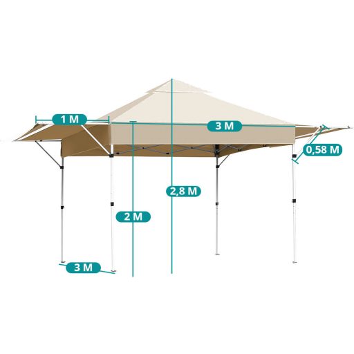 Pawilon z cieniowaniem, z tylną ścianką do połowy, beżowy
