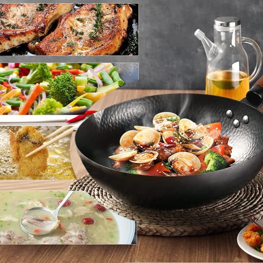 Patelnia wok z akcesoriami kuchennymi