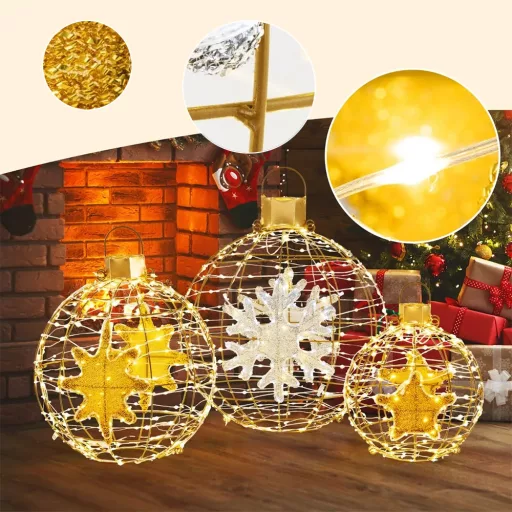 Zestaw świątecznych lamp globowych 732LED, 3 szt.