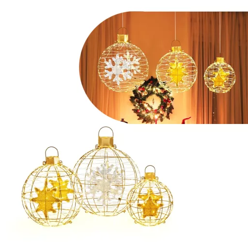Zestaw świątecznych lamp globowych 732LED, 3 szt.