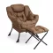 Fotel relaksacyjny z podnóżkiem, brązowy