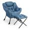 Fotel relaksacyjny z podnóżkiem, niebieski