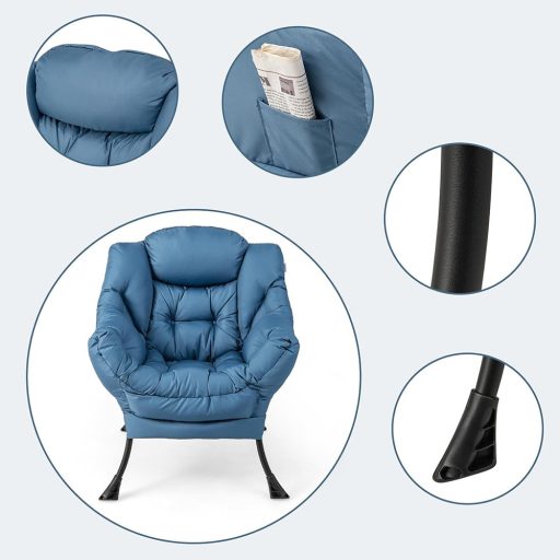 Fotel relaksacyjny z podnóżkiem, niebieski