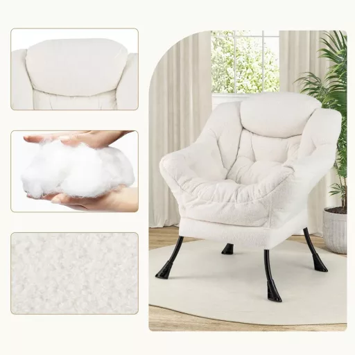 Fotel relaksacyjny z podnóżkiem, biały