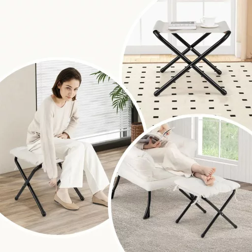 Fotel relaksacyjny z podnóżkiem, biały