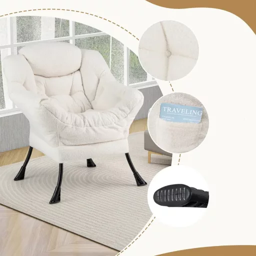 Fotel relaksacyjny z podnóżkiem, biały