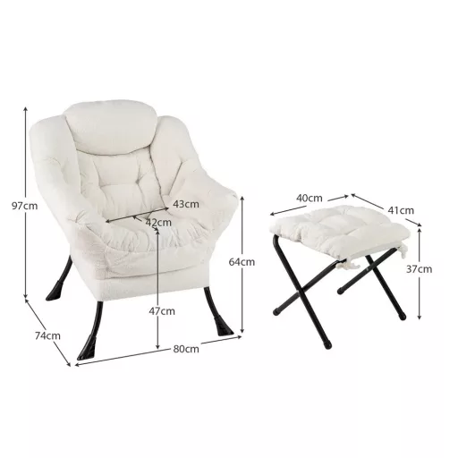 Fotel relaksacyjny z podnóżkiem, biały