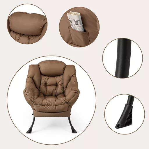 Fotel relaksacyjny z podnóżkiem, brązowy