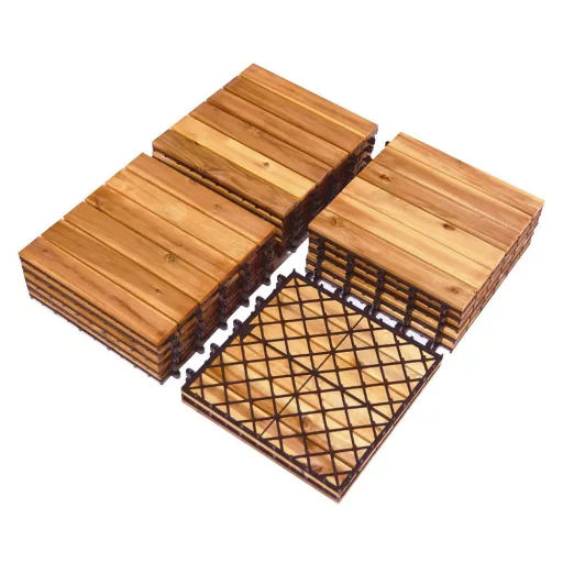 Podłoga z drewna akacjowego, 27 sztuk, Pasiasta