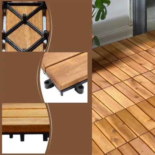 Podłoga z drewna akacjowego, 27 sztuk, Pasiasta