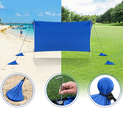 Przenośna osłona przeciwsłoneczna z 4 workami z piaskiem 3x3x2 m UV50+