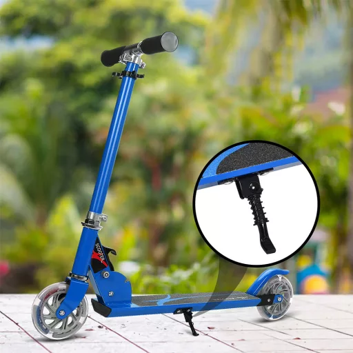 Składana hulajnoga aluminiowa z kołami LED niebieska