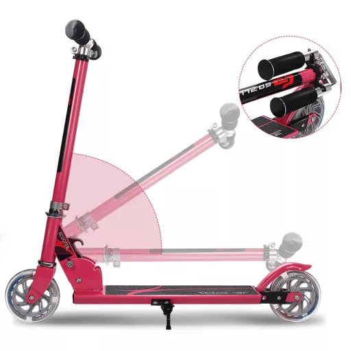 Składana hulajnoga aluminiowa z kołami LED różowa