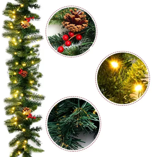 Girlanda Świąteczna z 100 Ciepłymi LED, 2.7m