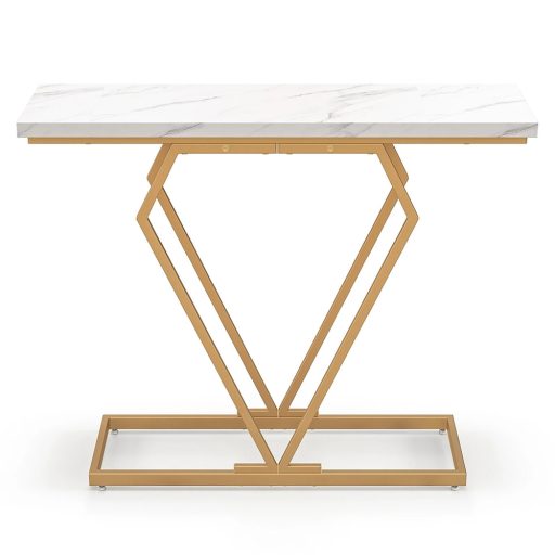 Stolik w kształcie diamentu z blatem z marmuru sztucznego
