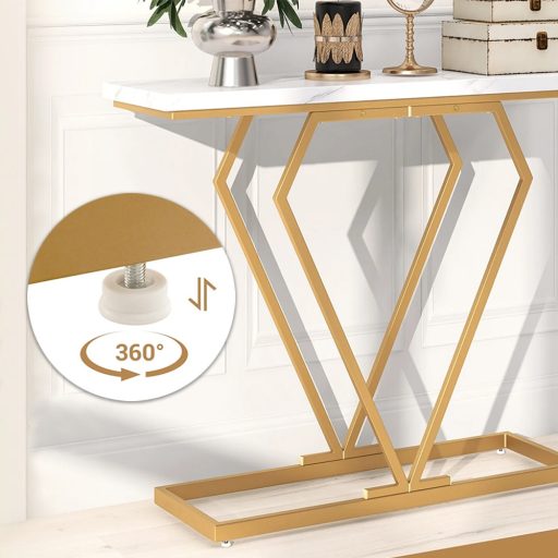 Stolik w kształcie diamentu z blatem z marmuru sztucznego