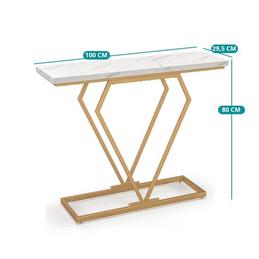Stolik w kształcie diamentu z blatem z marmuru sztucznego