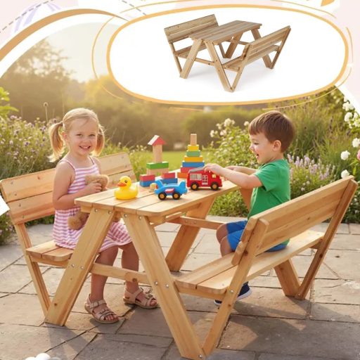 Dziecięcy stół piknikowy, naturalny
