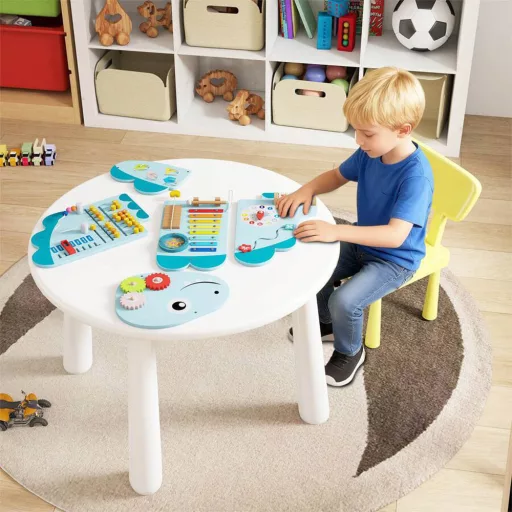 Interaktywna tablica dla dzieci niebieska dinozaur