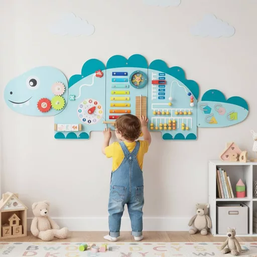 Interaktywna tablica dla dzieci niebieska dinozaur