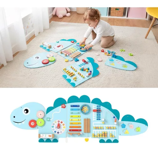 Interaktywna tablica dla dzieci niebieska dinozaur