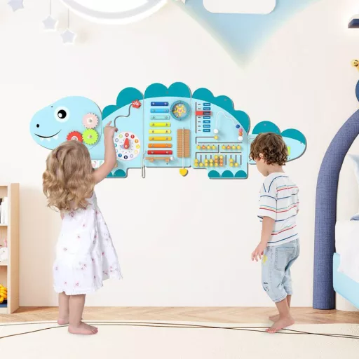 Interaktywna tablica dla dzieci niebieska dinozaur