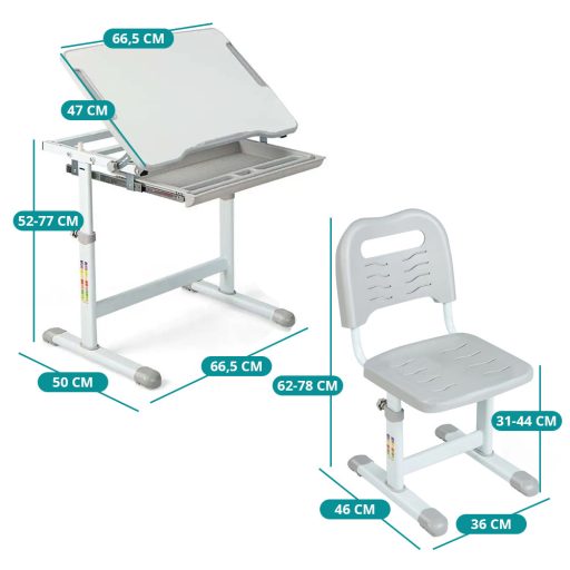 Dziecięce biurko z krzesłem z regulacją wysokości