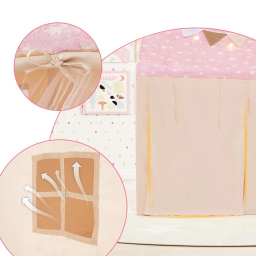 Dziecięcy domek do zabawy z lampkami, różowy