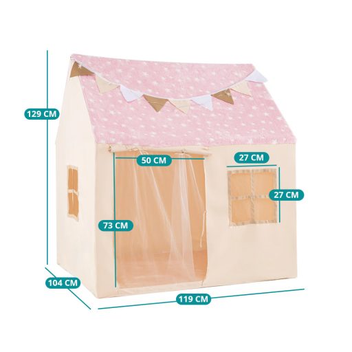 Dziecięcy domek do zabawy z lampkami, różowy
