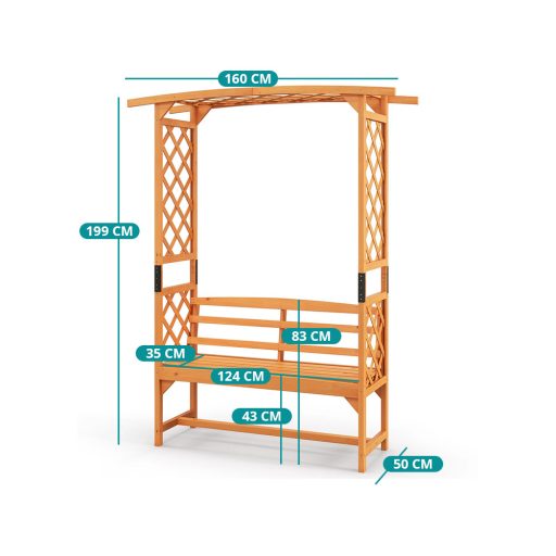 Altana różana z ławką z sosny
