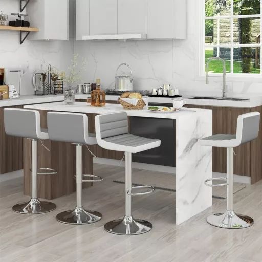 2 regulowane obrotowe krzesła barowe, szare